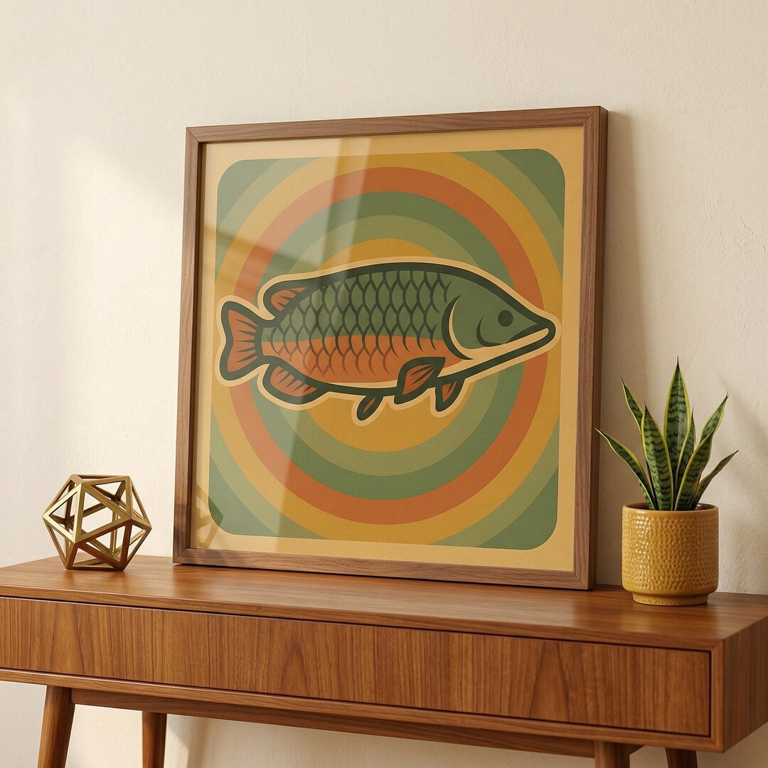 Arapaima Art Print: Retro Groovy Freshwater Fish Wall Decor - Etsy