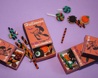 PRINTABLE HALLOWEEN BOX Pdf file Dollhouse miniature Halloween candy boxes Witch on a Broomstick Design