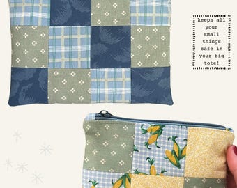 Vintage Patchwork Reißverschlusstäschchen | Handgemachte Baumwolltasche, Einzigartiges Geschenk