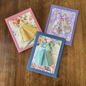 Origami Kleid Grußkarten 3er Set