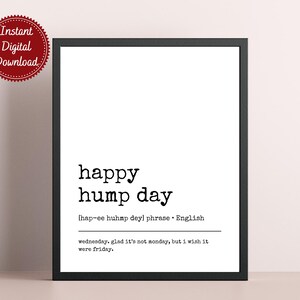 Happy Hump Day Definition Print - Funny Office Wall Art, Pareto Principle Poster, Home Office Decor, Cubicle Sign, Digital Download