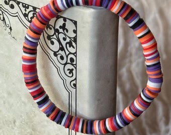 Spooky Halloween Heishi Bead Bracelet: Black, Orange & Purple