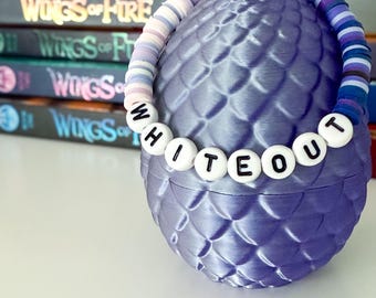 Wings of Fire Bracelet: Whiteout Inspired Heishi Bead Dragon Fan Jewelry