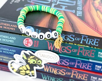 Wings of Fire Bracelet: SNUDOO (Sundoo) Heishi Beads, Gold Leaf Charm