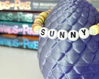 Sunny Wings of Fire Bracelet: Yellow Heishi Bead Dragon Fan Jewelry