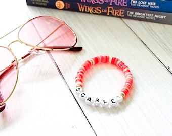 Wings of Fire Bracelet: Scarlet Heishi Bead Dragon Fan Jewelry
