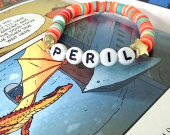 Wings of Fire Bracelet: Peril Inspired Heishi Bead Dragon Fan Jewelry