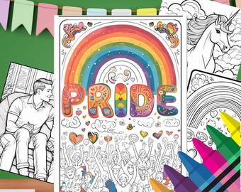 Pride Coloring Book | 50 Page Printable Digital Download| Affirmation & Mindfulness Art | Inclusive Pride-Themed LGBTQ