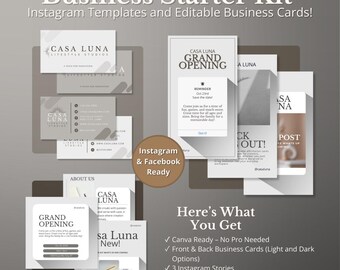 Clay Lux Kit – Canva Instagram Templates + Editable Business Cards + IG Highlight Covers | Modern Small Biz Starter Pack