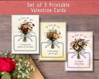 Valentinstagskarten zum Ausdrucken – Set mit floralen Liebeskarten