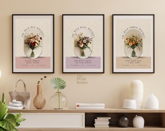 Botanisches Vintage-Set mit 3 druckbaren Blumen | Kunstdrucke in 4 Größen | Sofortiger digitaler Download für die Dekoration von Zuhause und Kinderzimmer