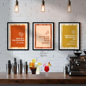 Vintage bar Decor - Set of 3 Aperol Spritz Funny Wall Art Prints | Instant Download | Quirky Aperol Spritz Quotes Set | Fun Retro Printable