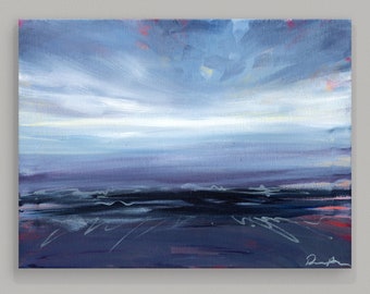 Ocean Painting 'Just as I remember III'· Small Beach Painting · Purple Lavender Teal · original one of a kind · Acrylic Landscape Art