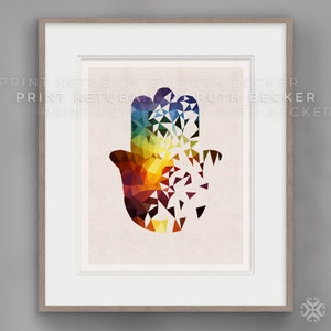 Vibrant HAMSA Wall Art Modern Jewish Graphic Print Colorful Design Hanukkah & Bat Mitzvah Gift Beautiful Hamsa Print image 1