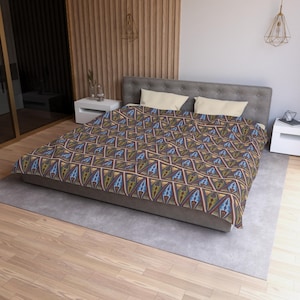 Stylish Microfiber Duvet Cover made with Christopher Dressing Historic Art Deco Tile, Cozy Bedding, Modern Bedroom Decor
