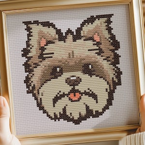 Yorkie Face Cross Stitch Pattern PDF - Instant Download Digital Pattern