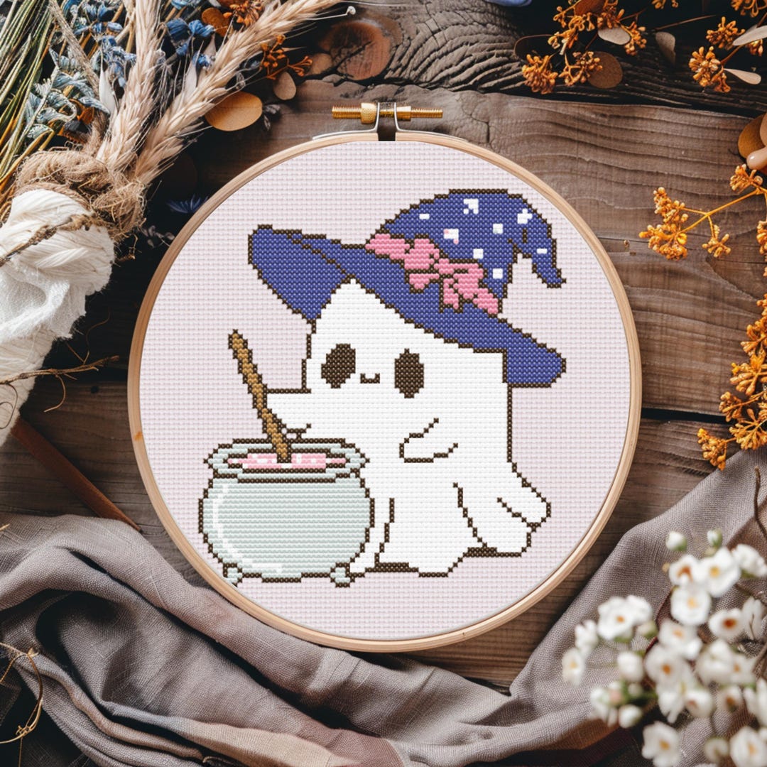 Brewing Ghost Cross Stitch Pattern PDF - Instant Download Digital ...