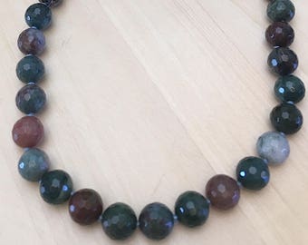 Vintage Hand Knotted 14MM Fancy Jasper 18 1/2 Inch Necklace