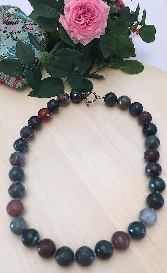 Vintage Hand Knotted 14MM Fancy Jasper 18 1/2 Inc… - image 1