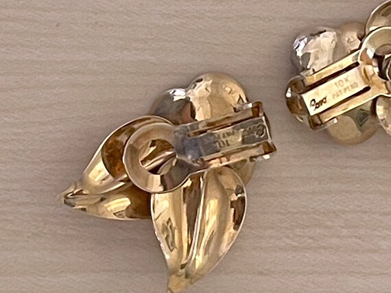Vintage 10K Gold Coro Clip-on Earrings with facet… - image 2