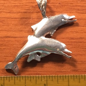 80s Double Dolphin Sterling Silver Pendant