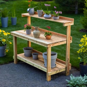 DIY Potting Bench Plans, Outdoor Gardening Table, Personal Garden Workstation, Step-by-Step Building Guide, Beginner Woodworking Project PDF