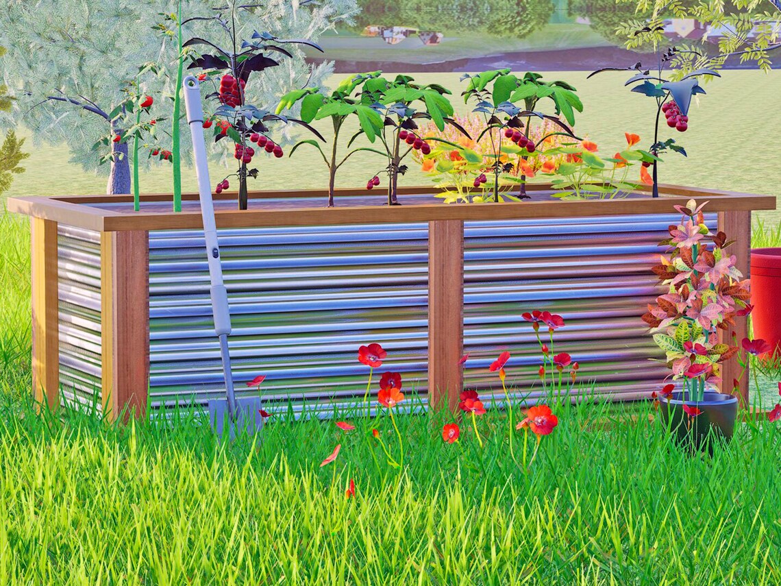 DIY Corrugated Steel Raised Garden Bed Plans: Modern Wood Planter (PDF ...