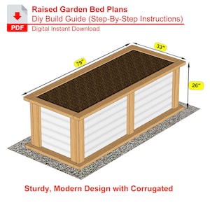 DIY Corrugated Steel Raised Garden Bed Plans: Modern Wood Planter (PDF Download)