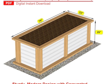 DIY Wellblech Betonbeet Pläne: Moderner Holzpflanztopf (PDF Download)