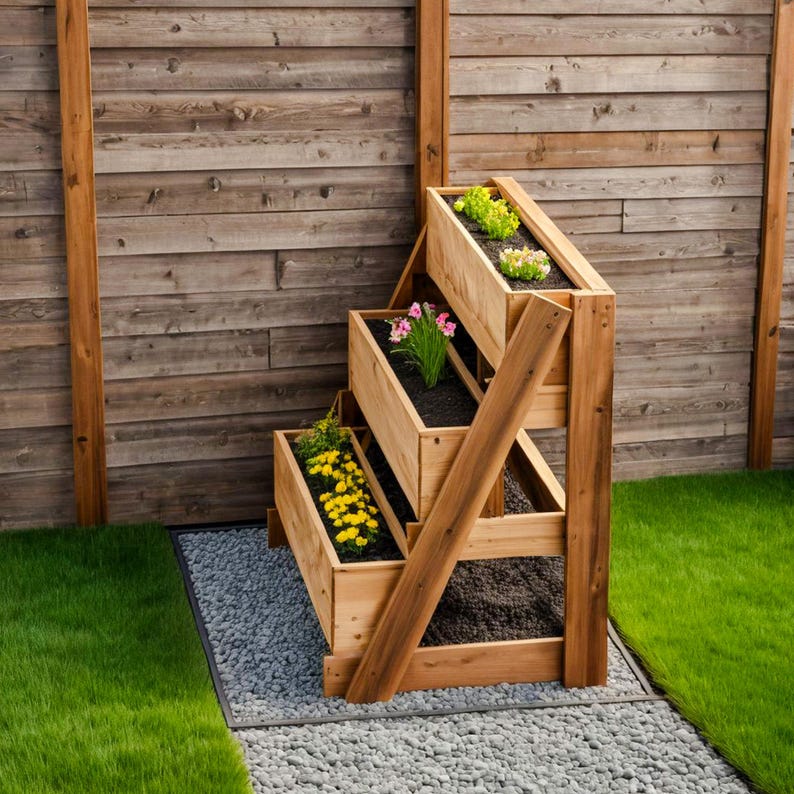 3-tier Raised Planter Box Plans: DIY Vertical Garden (PDF Download) - Etsy