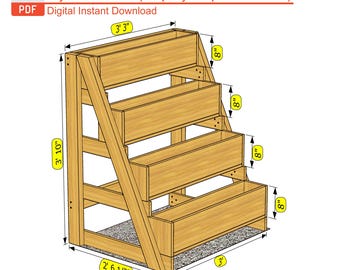 DIY 4-laagse verticale bloembakplannen: balkontuin pdf-bouwgids (digitale download)