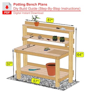 DIY Potting Bench Plans PDF, Modern Garden Workbench, Backyard Plant Workstation, Outdoor Potting Table Build Guide, DIY Woodworking Plans