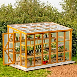 Lean-to Greenhouse Plans PDF, 12x7 Slanted Roof Greenhouse DIY, Modern Garden Shed Greenhouse Design, Cold Frame, Backyard Greenhouse Guide