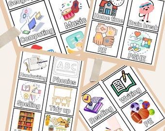 Editable Classroom Visual Timetable | Digital Instant Download | Subject Cards for Display | SEND friendly | Class Display
