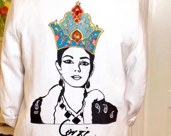 Hand Painted Farah Pahlavi Blazer – Persian Queen Inspired Wearable Art