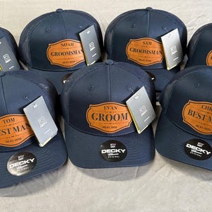 Wedding Party Custom Leather Patch Trucker Hat