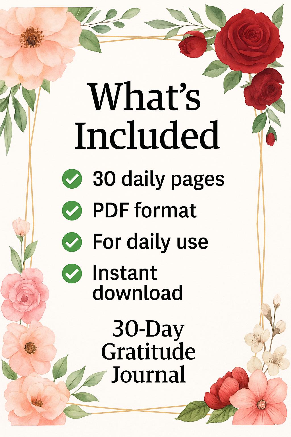 30-day Gratitude Journal Printable – Daily Reflections for Self-care ...