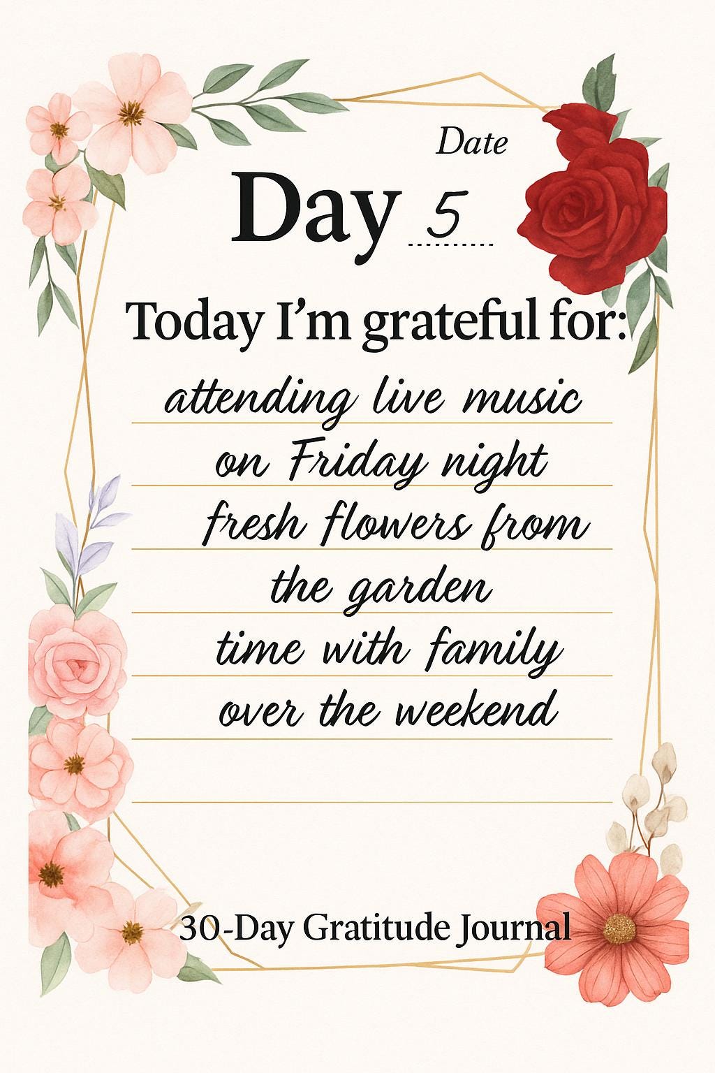30-day Gratitude Journal Printable – Daily Reflections for Self-care ...