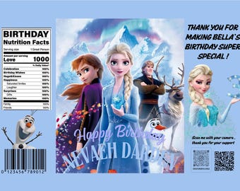 Bolsa de patatas fritas personalizada con temática de Frozen