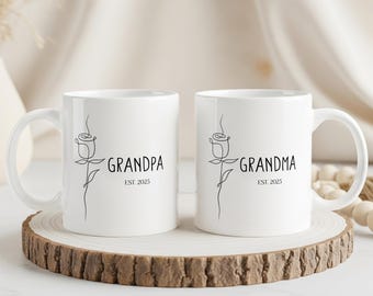 Taza personalizada para abuela primeriza, regalo para abuela primeriza, taza de café personalizada para la abuela, taza con flor de nacimiento, regalo para anunciar el embarazo.