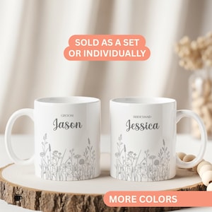 Personalized Mr and Mrs Coffee Mugs, Custom Wedding Gift for Bride and Groom, Husband Wife Mug Set with Names, Wedding Anniversary Newlywed