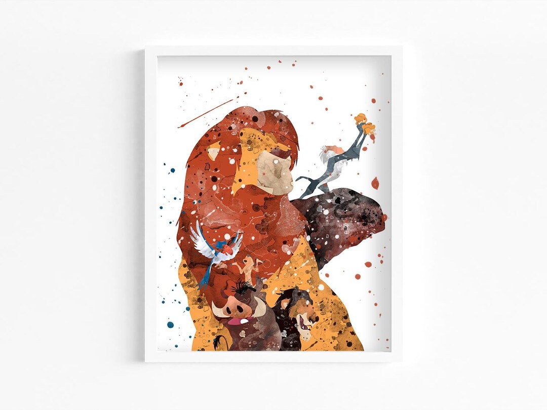 Lion King Watercolor Print, Cartoon Kids Wall Decor Art - Etsy