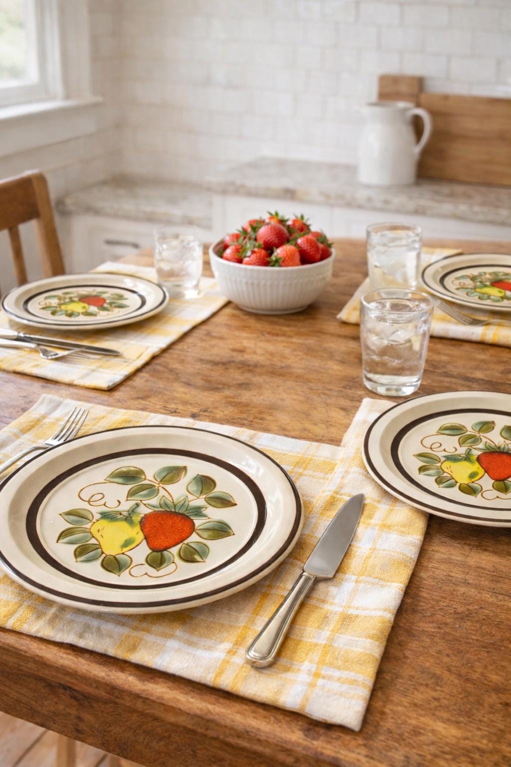 Vintage Strawberry Dinnerware Set - Etsy