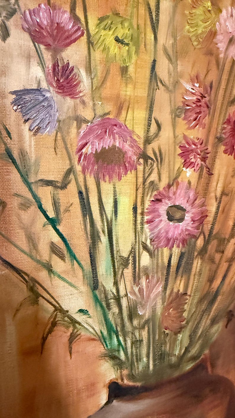 Vintage Floral Still Life Painting Wildflowers Vase Framed Warm Art - Etsy