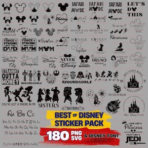 180 SVG, PNG, Best Seller Bundle, 2025, 2026, Mouse Font ttf file, Mickey, Minnie, silhouette, cricut, vinyl cut files, digital,Disney svg