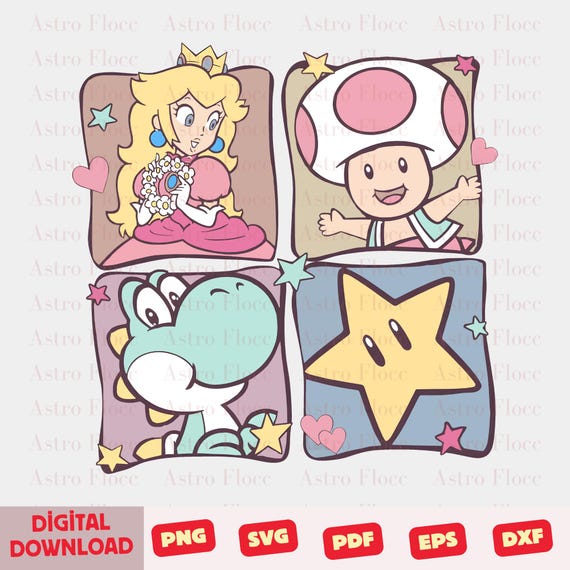 Princess Peach Svg , Princess Peach Png, Design For Shirt, Super Mario SVG, Digital Mario, Super Mario Design Png, Super Mario Svg