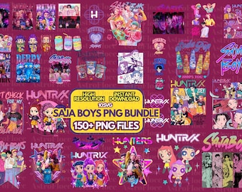 Paquete de más de 150 PNG de Saja Boys Boy Band, PNG de cena de chicas, PNG de película inspirada en demonios del K-pop, PNG de cazadores de demonios, diseños de sublimación de camisetas del K-pop