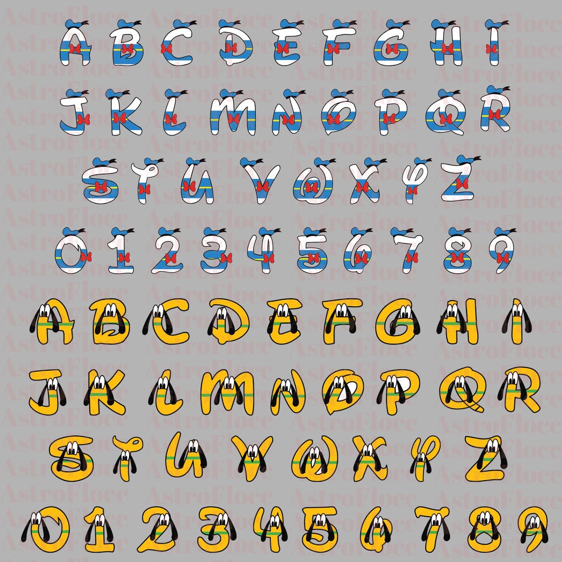 Mouse and Friend Alphabet PNG-SVG, Cute Character Alphabet PNG ...