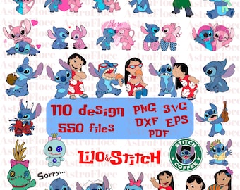 550 stitch svg, stitch bundle, stitch clipart, stitch png, lilo and stitch svg, cricut svg, silhouette svg, stitch layered