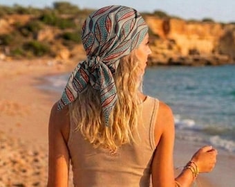 Bandana-Schal in verschiedenen Größen, Kopftuch aus 100 % gewachster Baumwolle, großer Boho-Chic-Schal, Sommeraccessoires